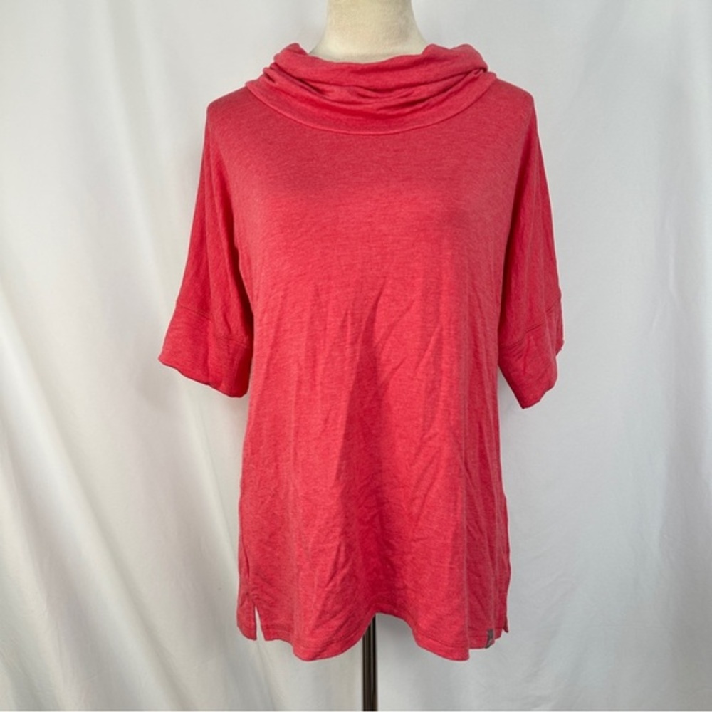 T by Talbots Sweater Womens Large P Salmon Pink 3/4 Sleeve‎ Cowl Neck Pullover